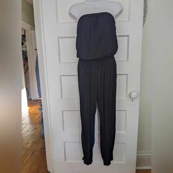 Aritzia Sunday Best Black Strapless Tabata Ankle Boho Jumpsuit Romper Size XS - Picture 4 of 10
